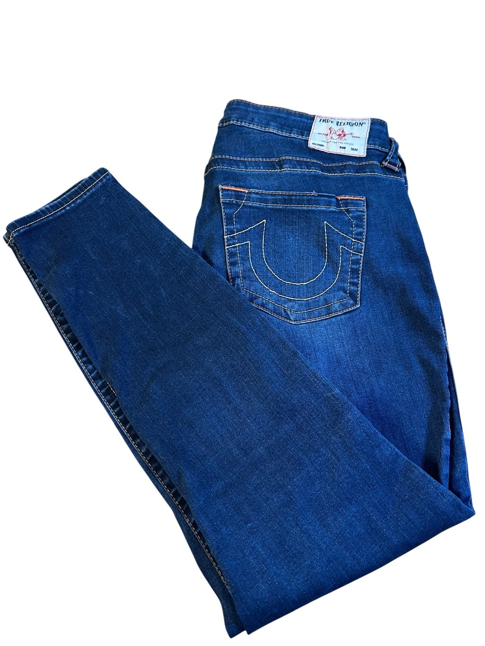 TRUE RELIGION Halle Jeans Women 38 Dark Wash Mid Rise Super Skinny Ankle Stretch